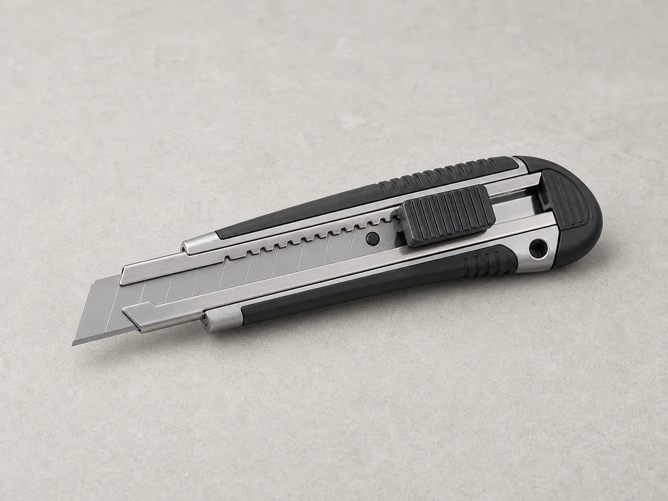 Utility knife for trimming graphite faucet packing string