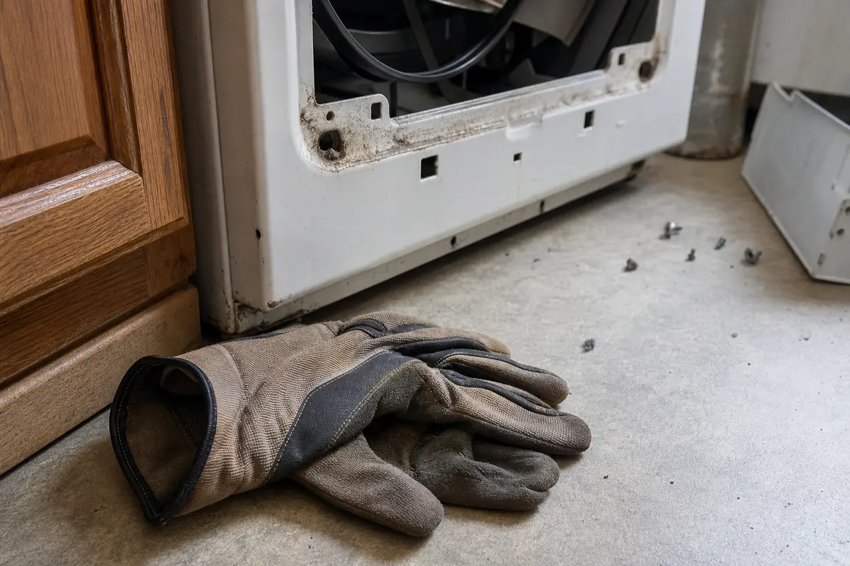 Work gloves for safe washer burning smell inspection