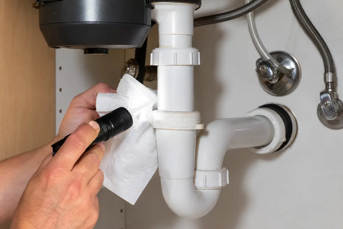 Inspection flashlight for checking inside a water softener brine well and drain line area
