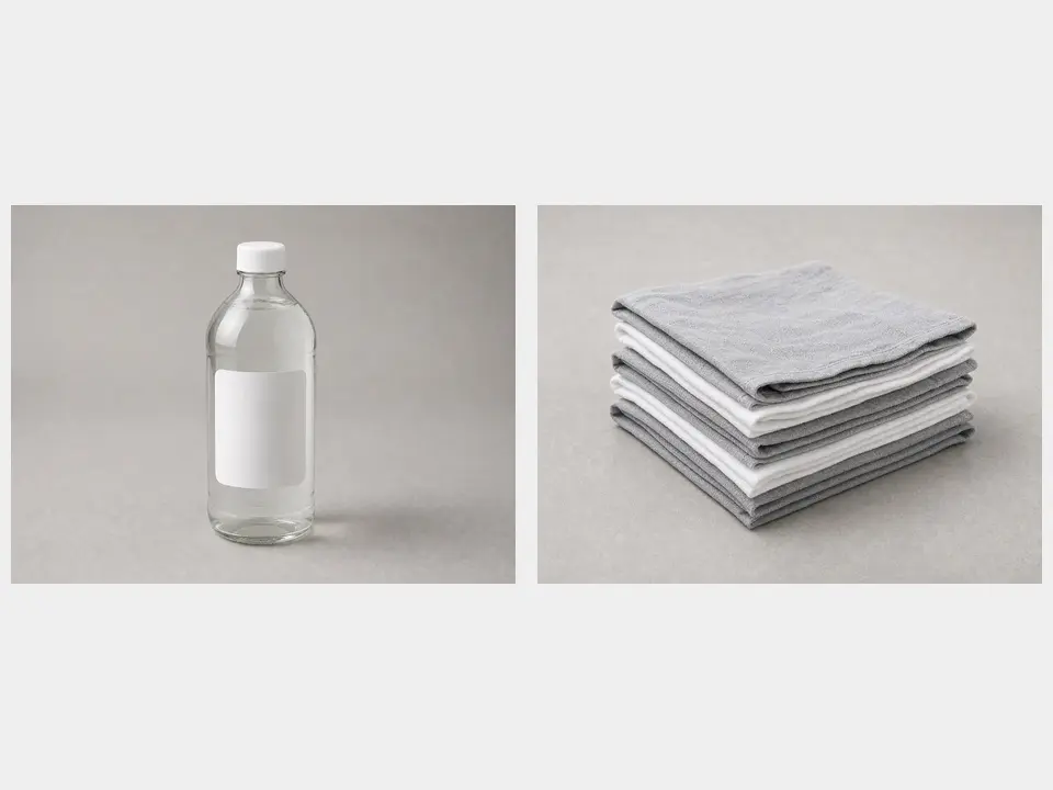 White vinegar and rag tool