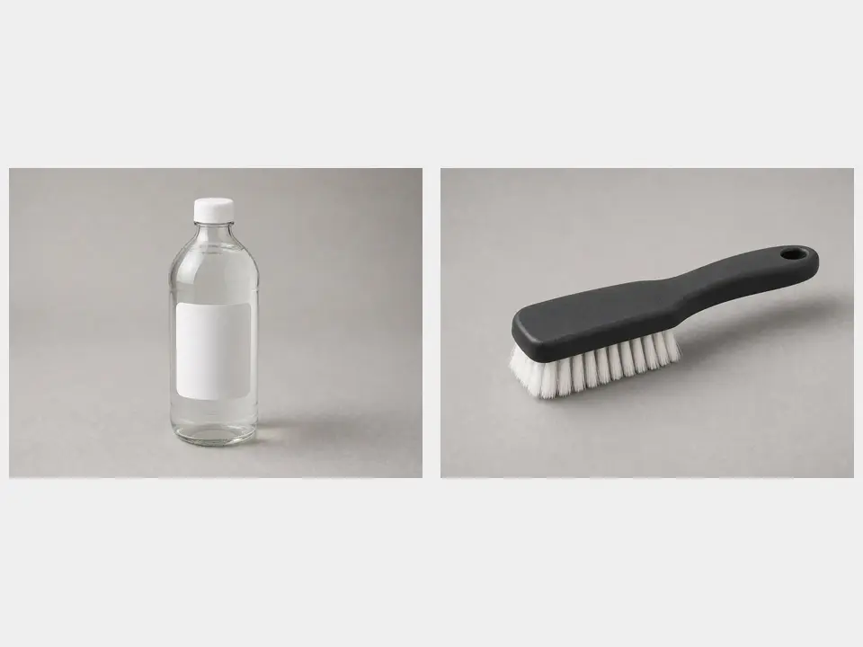 White vinegar and small brush tool
